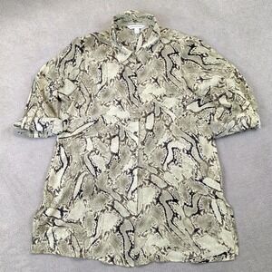 Counterparts Shirt Womens Large Snakeskin Animal Print Roll Tab Sleeve 90s VTG